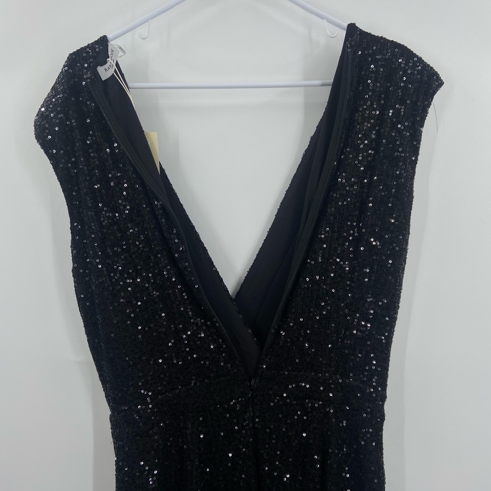 NWT RAMY BROOK Rosalee Plunging Sequin Mini Dress Black 12 - Picture 7 of 12